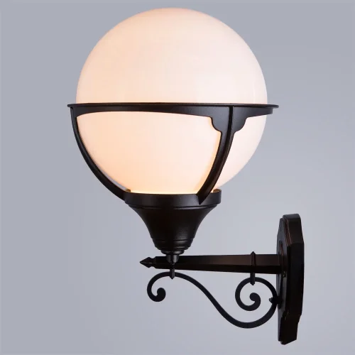 Настенный светильник MONACO A1491AL-1BK Arte Lamp уличный IP44 чёрный 1 лампа, плафон белый в стиле современный E27 фото 2