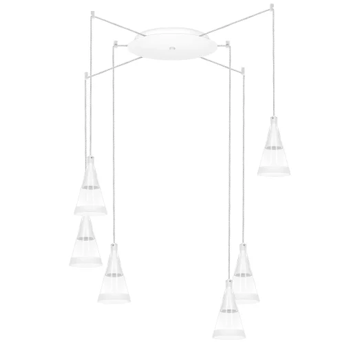 Люстра подвесная Cone 757066 Lightstar прозрачная на 6 ламп, основание белое в стиле хай-тек 