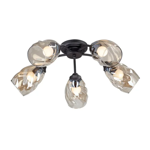 Люстра потолочная V4929-1/5PL Vitaluce янтарная на 5 ламп, основание чёрное в стиле арт-деко Люстра потолочная V4929-1/5PL Vitaluce янтарная на 5 ламп, основание чёрное в стиле арт-деко