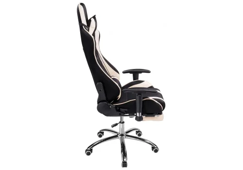 Кресло игровое Kano 1 cream / black 11908 Woodville, бежевый/искусственная кожа ткань, ножки/металл/хром, размеры - *1370***660*700 фото 4