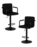 Стул барный набор 2 шт. SET-2 5011_BlackBase-LM KRUGER ARM BLACK, цвет сиденья черный вельвет (LAR-E2041-52), цвет основания черный Dobrin, /экокожа, ножки/металл/чёрный, размеры - 920*1130***510*490 Стул барный набор 2 шт. SET-2 5011_BlackBase-LM KRUGER ARM BLACK, цвет сиденья черный вельвет (LAR-E2041-52), цвет основания черный Dobrin, /экокожа, ножки/металл/чёрный, размеры - 920*1130***510*490