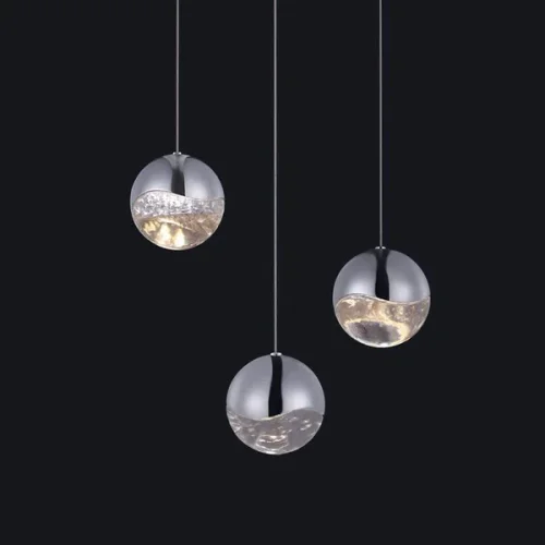 Светильник подвесной ImperiumLoft Globo 3U nickel SD3301-3U nickel 109521-30 ImperiumLoft прозрачный на 3 лампы, основание никель в стиле лофт фото 2