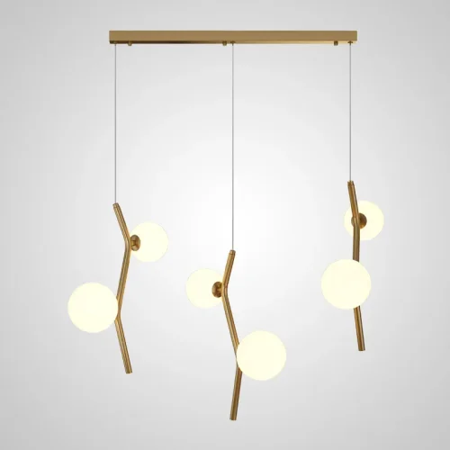 Светильник подвесной MATHIA MORE 212205-23 ImperiumLoft белый на 6 ламп, основание латунь в стиле современный Светильник подвесной MATHIA MORE 212205-23 ImperiumLoft белый на 6 ламп, основание латунь в стиле современный