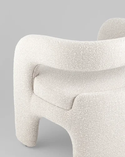 Кресло лаунж Bones, жемчужный УТ000038993 Stool Group, белый/букле, ножки//белый, размеры - ****700*630мм фото 2