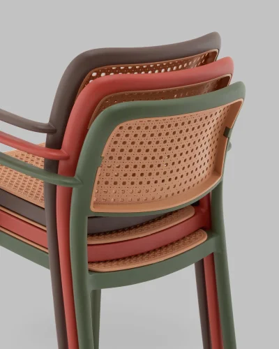 Стул Yona, пластиковый, с подлокотниками, коричневый УТ000040843 Stool Group, коричневый/пластик, ножки/металл/коричневый, размеры - *810**** фото 8