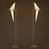 Торшер Origami Bird Floor Lamp 85477-22 ImperiumLoft  серый 1 лампа, основание золотое в стиле современный
