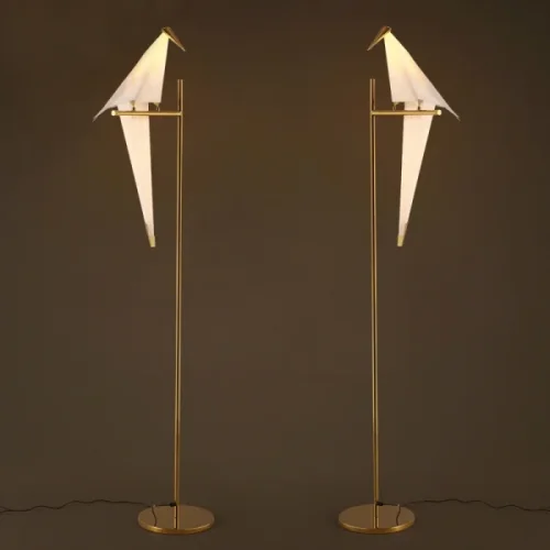Торшер Origami Bird Floor Lamp 85477-22 ImperiumLoft  серый 1 лампа, основание золотое в стиле современный
