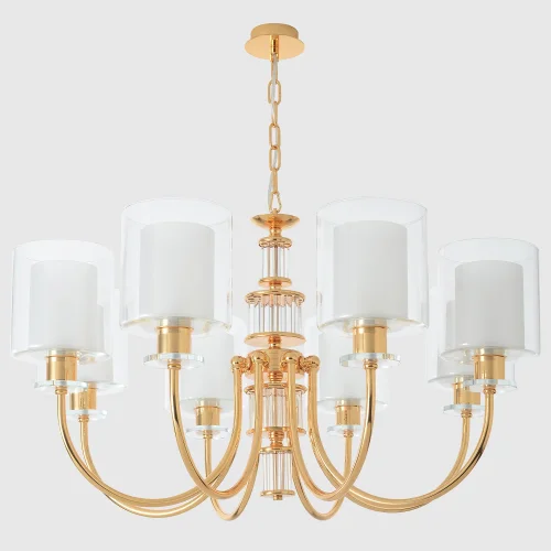 Люстра подвесная ELENA SP8 GOLD Crystal Lux белая прозрачная на 8 ламп, основание прозрачное золотое в стиле современный фото 4