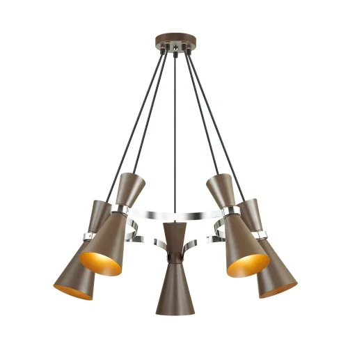 Люстра подвесная лофт Quinn 4417/5 Lumion коричневая на 5 ламп, основание коричневое в стиле лофт  фото 2