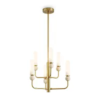 Люстра на штанге Sunspot FR5482CL-06BS1 Freya белая на 6 ламп, основание латунь в стиле современный 