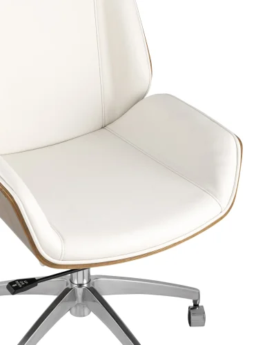 Кресло офисное TopChairs Crown, бежевое УТ000030889 Stool Group, белый/экокожа, ножки/металл/хром, размеры - ****600*620 фото 3