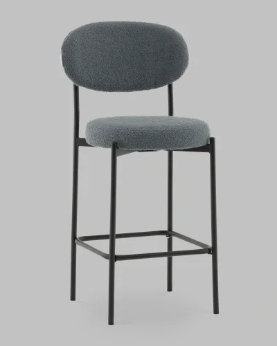 Стул полубарный Бриф DD букле темно-серый УТ000041506 Stool Group, серый/букле, ножки/сталь/чёрный, размеры - *****