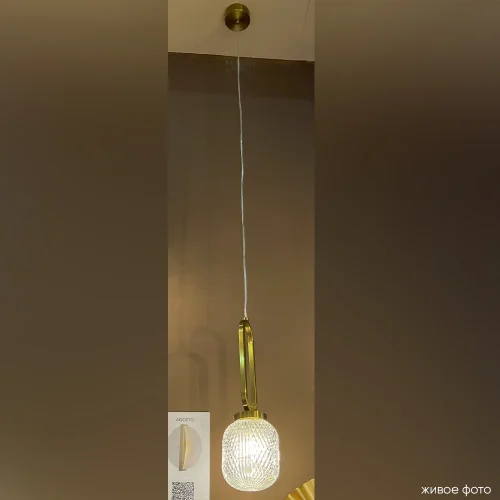 Светильник подвесной CAROLINA SP1 V2 BRASS Crystal Lux прозрачный на 1 лампу, основание латунь в стиле современный фото 4