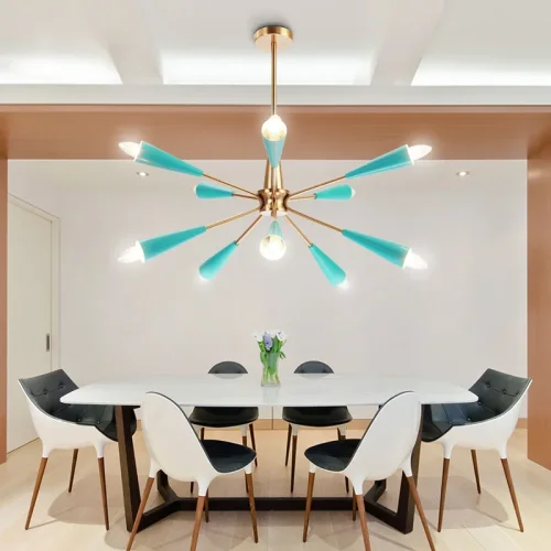 Люстра подвесная TURQUOISE 102159-26 ImperiumLoft бирюзовая на 10 ламп, основание золотое в стиле современный фото 8