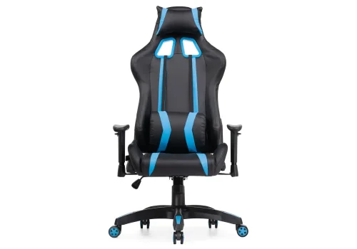 Компьютерное кресло Blok light blue / black 15137 Woodville, чёрный голубой/искусственная кожа, ножки/пластик/чёрный, размеры - *1340***670*540 фото 2