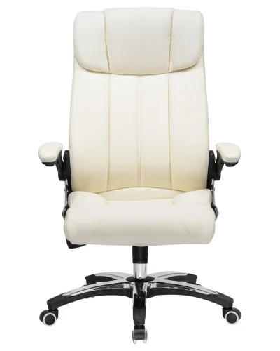 Офисное кресло для руководителей 107B-LMR RONALD, цвет кремовый Dobrin, кремовый/экокожа, ножки/металл/хром, размеры - 1130*1190***720*720 фото 6