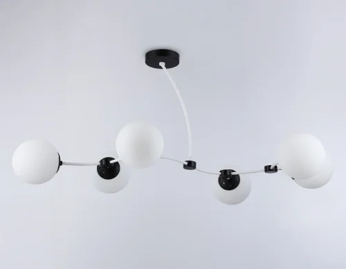 Люстра потолочная TR2552 Ambrella light белая на 6 ламп, основание чёрное в стиле современный  фото 2