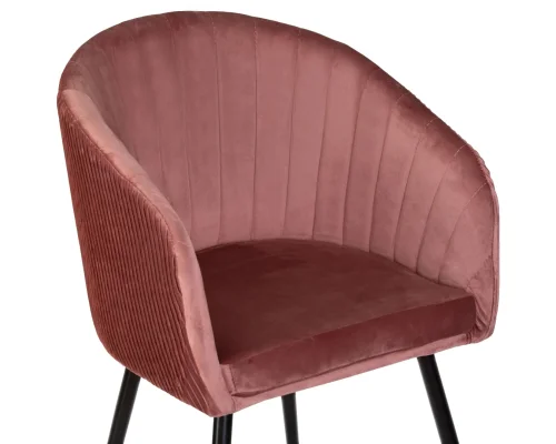 Стул обеденный 7305-LM MARY, цвет сиденья бронзово-розовый (1922-17), цвет основания черный Dobrin, розовый/велюр, ножки/металл/чёрный, размеры - ****510*510 фото 7