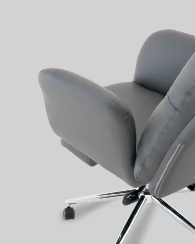 Кресло руководителя TopChairs Solid с оттоманкой, серый УТ000040807 Stool Group, серый/экокожа, ножки/металл/хром, размеры - 1200*1280**** фото 11