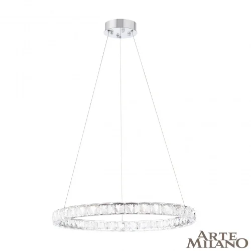 Люстра подвесная LED с пультом AM-Venezia 311311/D600 NI Arte Milano прозрачная на 1 лампу, основание никель в стиле современный кольца с пультом фото 3
