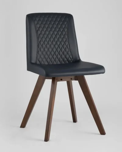 Стул обеденный MARTA , массив гевеи цвет орех, сидение синее ПУ УТ000001598 Stool Group, синий/экокожа, ножки/дерево/коричневый бежевый, размеры - *830***435*520