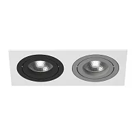 Светильник точечный Intero 16 Double Quadro i5260709 Lightstar чёрный серый 2 лампы, основание белое в стиле хай-тек современный 