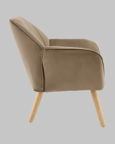 Кресло Руди мокка УТ000040117 Stool Group, капучино шоколад коричневый/велюр, ножки/массив гевеи/бежевый коричневый, размеры - *750****мм фото 4