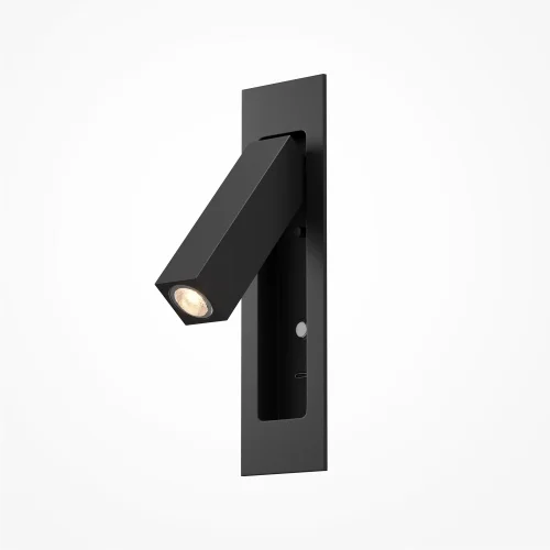 Бра с выключателем LED MOD495WL-L3B3K1 Axiom Maytoni чёрный на 1 лампу, основание чёрное в стиле современный хай-тек встраиваемый для чтения usb фото 3