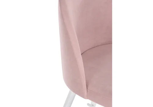 Барный стул Сондре пыльно-розовый / белый 464888 Woodville, розовый/велюр, ножки/металл/белый, размеры - ****500*600 фото 6