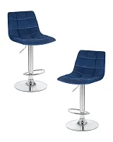 Стул барный набор 2 шт. SET-2 5017-LM TAILOR, цвет сиденья синий велюр (MJ9-117), цвет основания хром Dobrin, /велюр, ножки/металл/хром, размеры - 920*1130***470*490