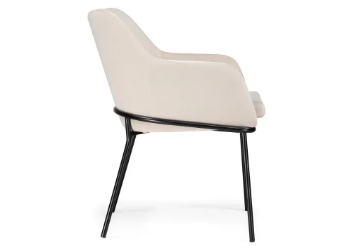 Кресло Охаши кремовый / черный глянец 610745 Woodville, кремовый/велюр, ножки/металл/чёрный, размеры - ****480*460мм фото 4