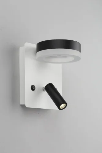 Бра с выключателем LED Sorano OML-10911-02 Omnilux чёрный на 1 лампа, основание чёрное белое в стиле хай-тек для чтения