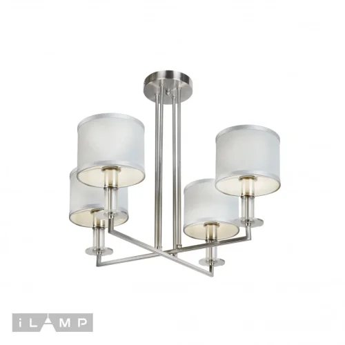 Люстра потолочная Domino 61240/4 nic iLamp серая на 4 лампы, основание никель в стиле современный американский  Люстра потолочная Domino 61240/4 nic iLamp серая на 4 лампы, основание никель в стиле современный американский