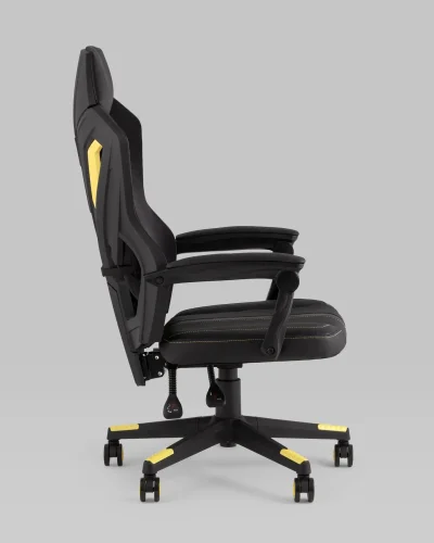 Кресло спортивное TopChairs Айронхайд, желтый УТ000036994 Stool Group, чёрный/экокожа, ножки/пластик/чёрный, размеры - 430*1280***700*630 фото 5