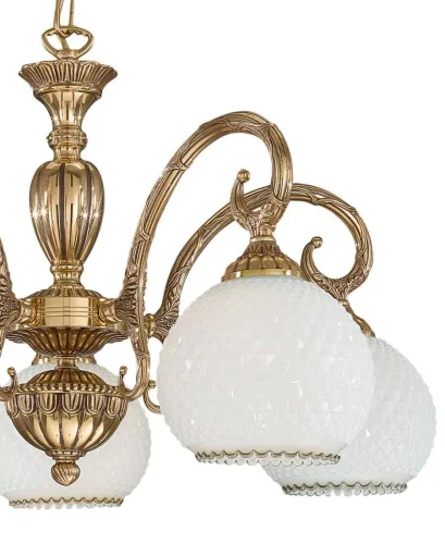 Люстра подвесная  L 8500/5 Reccagni Angelo белая на 5 ламп, основание золотое в стиле классический  фото 3