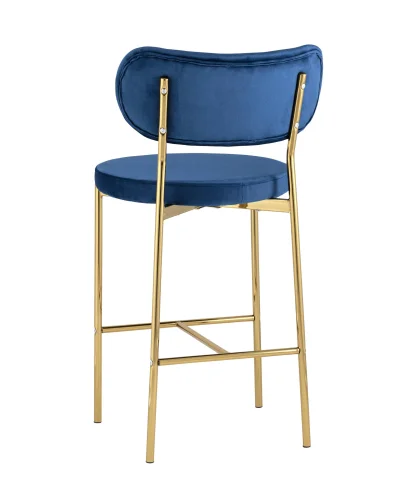 Cтул полубарный Барбара, велюр синий, золотые ножки УТ000028063 Stool Group, синий/велюр, ножки/металл/золотой, размеры - ****485*535 фото 4