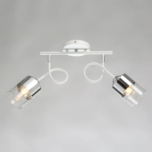 Светильник потолочный Акцент 680011602 DeMarkt прозрачный 2 лампы, основание белое в стиле современный  фото 2