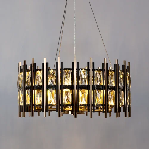 Люстра подвесная Alruba A1043SP-6BK Arte Lamp чёрная прозрачная золотая на 6 ламп, основание чёрное в стиле современный  фото 2