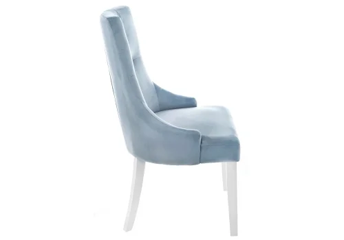 Деревянный стул Elegance white / blue 11586 Woodville, голубой/велюр, ножки/дерево/белый, размеры - ****520*580 фото 2