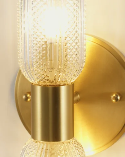 Бра Brass V11018-2W Moderli прозрачный на 2 лампы, основание золотое латунь в стиле современный американский фото 4