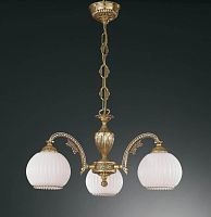 Люстра подвесная  L 8800/3 Reccagni Angelo белая на 3 лампы, основание золотое в стиле классический 