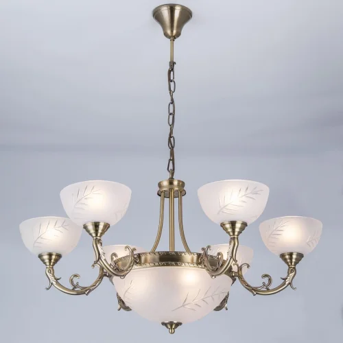 Люстра подвесная Кремона CL406193 Citilux белая на 9 ламп, основание бронзовое в стиле классика 