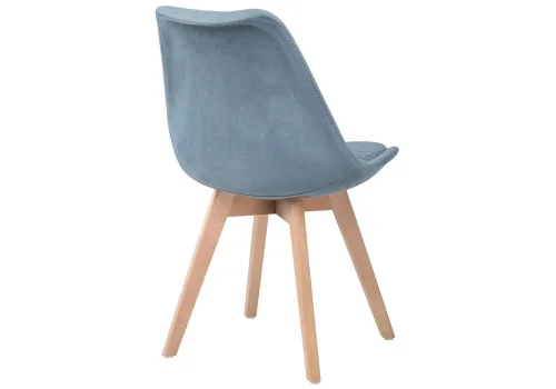 Деревянный стул Bonuss light blue / wood 15223 Woodville, голубой/велюр, ножки/массив бука дерево/натуральный, размеры - ****490*560 фото 4