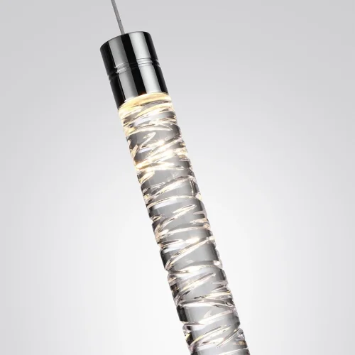 Светильник подвесной Pilar 7146/5L Odeon Light прозрачный на 1 лампу, основание хром в стиле классический современный трубочки фото 5