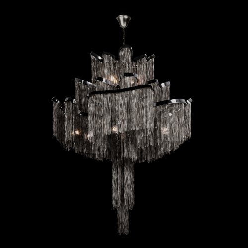 Люстра подвесная Стим / Stream 10208/1000 Gunmetal LOFT IT никель серая на 15 ламп, основание серое никель в стиле арт-деко цепочки фото 2