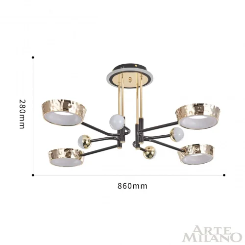 Люстра потолочная LED Ferrara-73210 273210/8 BK/GD Arte Milano белая на 1 лампу, основание золотое в стиле современный хай-тек фото 3