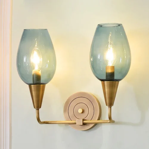 Бра Logmont-2 Wall lamp 102200-26 ImperiumLoft синий на 2 лампы, основание латунь в стиле современный фото 8 Бра Logmont-2 Wall lamp 102200-26 ImperiumLoft синий на 2 лампы, основание латунь в стиле современный фото 8