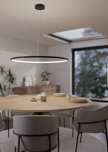 Светильник подвесной LED Parruta 901637 Eglo чёрный на 1 лампу, основание чёрное в стиле современный хай-тек кольца фото 2