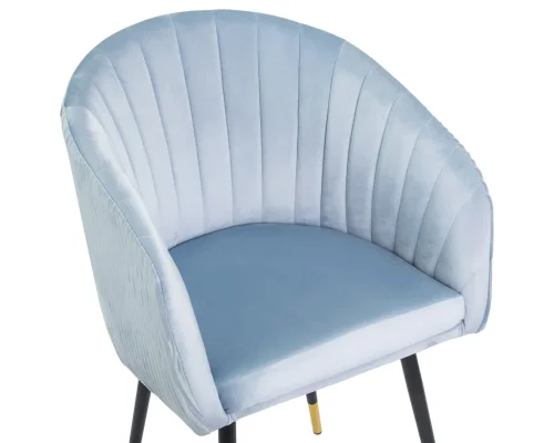 Стул обеденный 7305-LM MARY, цвет сиденья серо-голубой (1922-6) Dobrin, голубой/велюр, ножки/металл/чёрный, размеры - ****510*510 фото 7