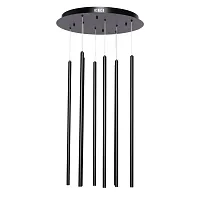 Светильник подвесной LED Ракурс 631018608 DeMarkt чёрный на 1 лампу, основание чёрное в стиле современный хай-тек каскад трубочки